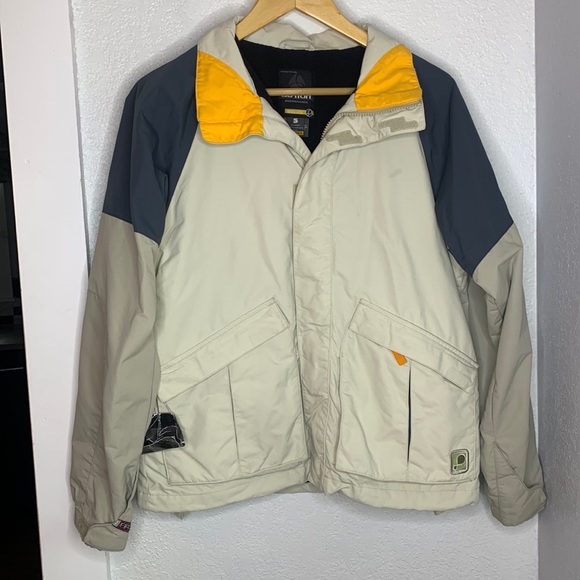 Burton Snowboarding jacket Biolite fleece lined zip pockets tan grey - Picture 1 of 9